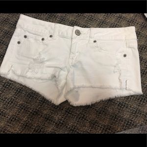 American Eagle white cutoff denim shorts